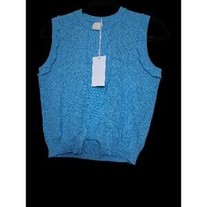 8 by yoox Teal Blue V Neck Sweater Knit Vest Academia Preppy Size XSmall NWT